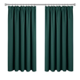 PONY DANCE Bedroom Blackout Curtains - 54 Drop Kitchen Curtains for Bedroom Pencil Pleat Thermal Window Chiristmas Panels for Light Blocking, 2 Pieces, W 46 inch by D 54 inch, Dark Green