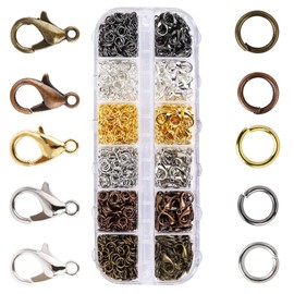ISIYINER Lobster Clasp, Jewellery Lobster Clasp, 972 Pieces, Lobster Claw Hook, Snap Hook and Open Jump Rings with Storage Box for Jewellery Making, 6 Colours
