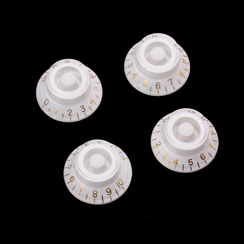 4x Universal LP top hat bell Style Guitar Speed Knobs,White/gold