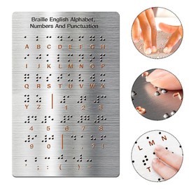F Fityle Braille Alphabet Board Braille Board Punctuation Gifts Numbers with Raised Dots Braille English Alphabet, for Adults Students