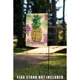 Toland Home Garden 1112294 Welcome Floral Pineapple 12.5 x 18 Inch Decorative, Garden Flag (12.5" x 18")