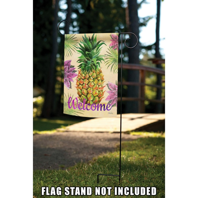 Toland Home Garden 1112294 Welcome Floral Pineapple 12.5 x 18