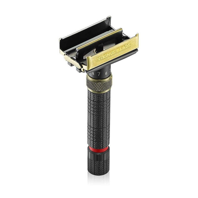 VIKINGS BLADE Adjustable Double Edge Safety Razor + Luxury Case.
