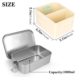 Linkidea Stainless Steel Lunch Box with Silicone Divider, Leak-Resistant 304 Bento Container for Adults, Portable and Reusable Meal Prep Box