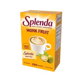 SPLENDA Monk Fruit Zero Calorie Plant Based Sweetener Substitute, Keto Sugar Alternative (200 Count)