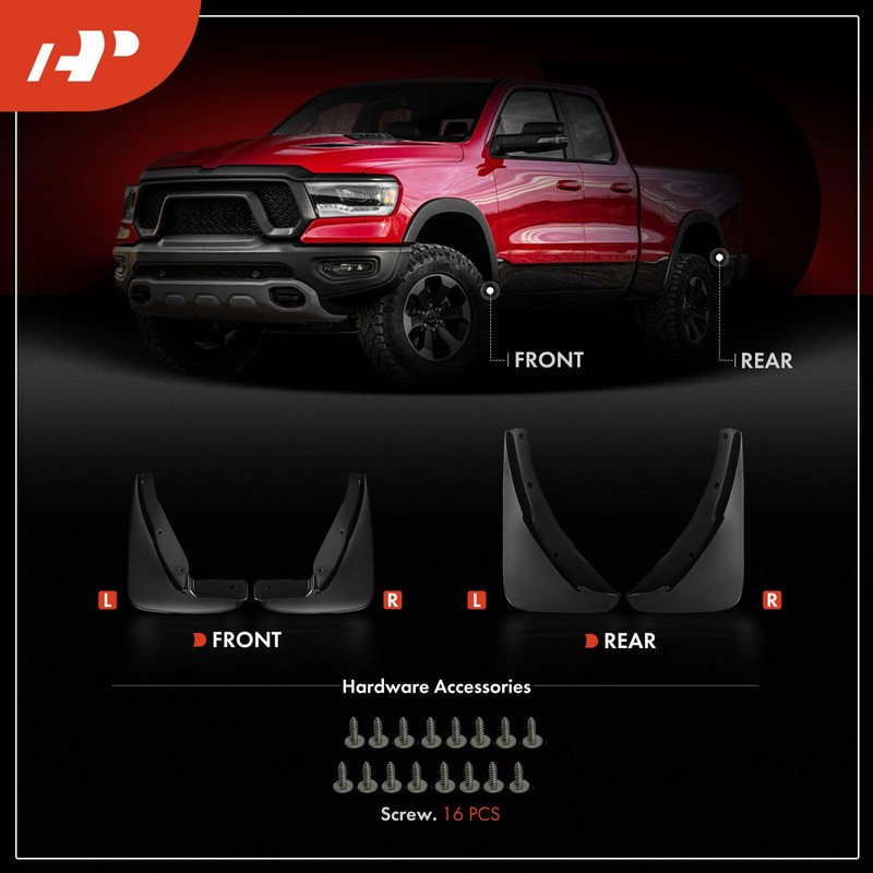 A-Premium Mud Flaps Compatible with Dodge Challenger 2015-2022 Coupe, No
