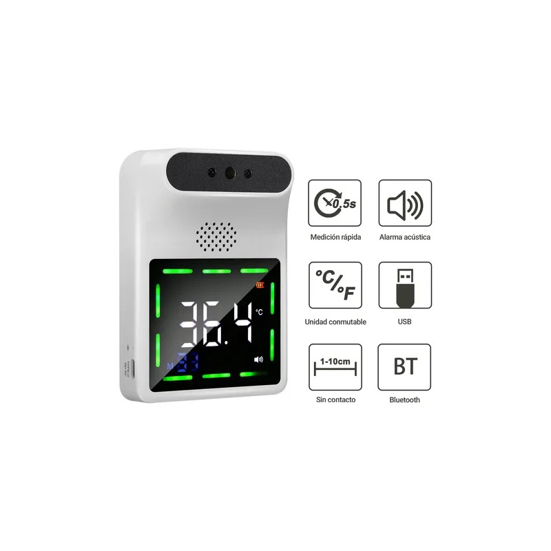 Termómetro Infrarrojo Digital De Pared Bluetooth Con Alarma