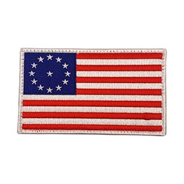 Bayonet Design - Cowpens American Flag Patch with Hook & Loop Backing - Large 5 X 3 in. (Cowpens), White Merrowed Edge, USA, Veterans, Morale, Police, Motorcycle - Chest Rig