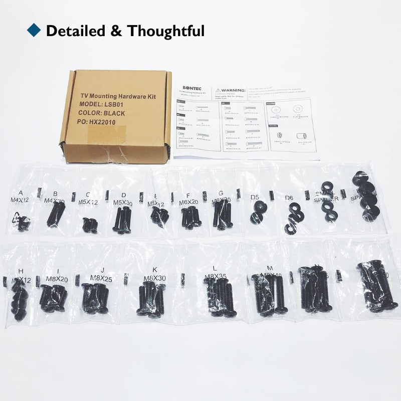 BONTEC Universal TV Mounting Hardware Kit Compatible with Most TVs
