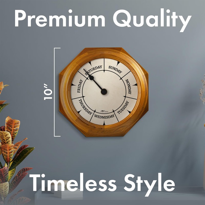 DayClocks Classic Day of The Week Wall Clock with Solid