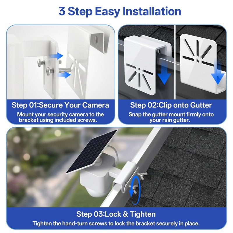 4 Pack Stainless Steel Gutter Mount Brackets, No Drill Design,