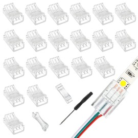 EPLZON 3 Pin 10 mm LED Strip Connector LED Light Connector Strip to Wire Quick Connector RGB Lights Adapter Clear Unwired Gapless Track Lighting Connector for 5050 LED RGB Strip Light(20pcs)