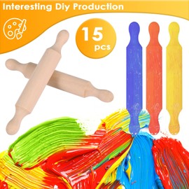 Dasing 15 Pieces Wooden Rolling Pin 6 Inches Long Mini Rolling Pin for Baking Kitchen Baking Rolling Pins Small Wood Clay Rolling Pin for Fondant