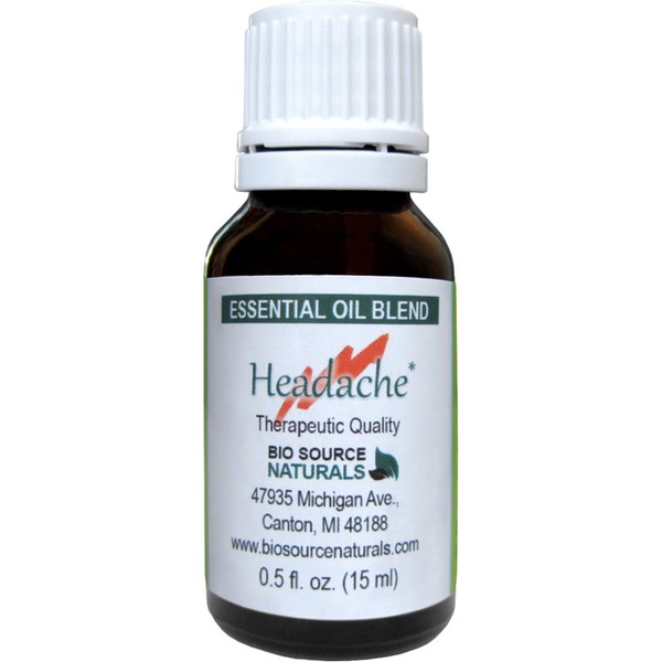 Headache Relief Essential Oil Blend - 15 ml / 0.5 oz with Oils of Peppermint, Lavender, Eucalyptus, Rosemary and Rosewood - Therapeutic Quality
