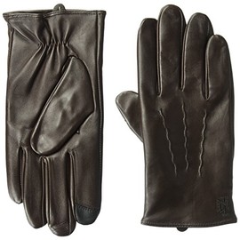 Ike Behar Men's Lambswool Lined Leather Touchscreen Gloves, Conker, Large