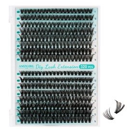Lash Clusters Wispy 320PCS Eyelash Clusters 50D Lashes Clusters 9-16mm Cluster Eyelash Extensions Individual Lashes Soft Eyelashes Clusters with Thin Band False Eyelashes at Home(40D50D,D-Mix9-16mm)