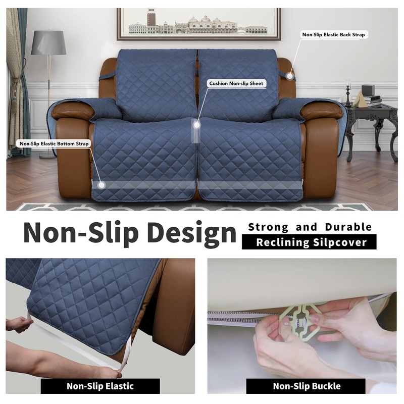 Easy-Going Loveseat Recliner Cover, Reversible Couch Cover for Double Recliner,