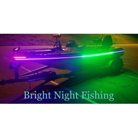 Bright Night Fishing 16 Foot UV and Green LED Strip, Black Fishing Light, Fluorescent, Florescent, Ultraviolet Boat bass Fishing 12v dc Priority Shipping Pontoon Kayak John Boat Florescent line Glow