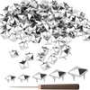 500Pcs Square Pyramid Studs for Clothing - 4/6/8/10/12mm Silver Metal