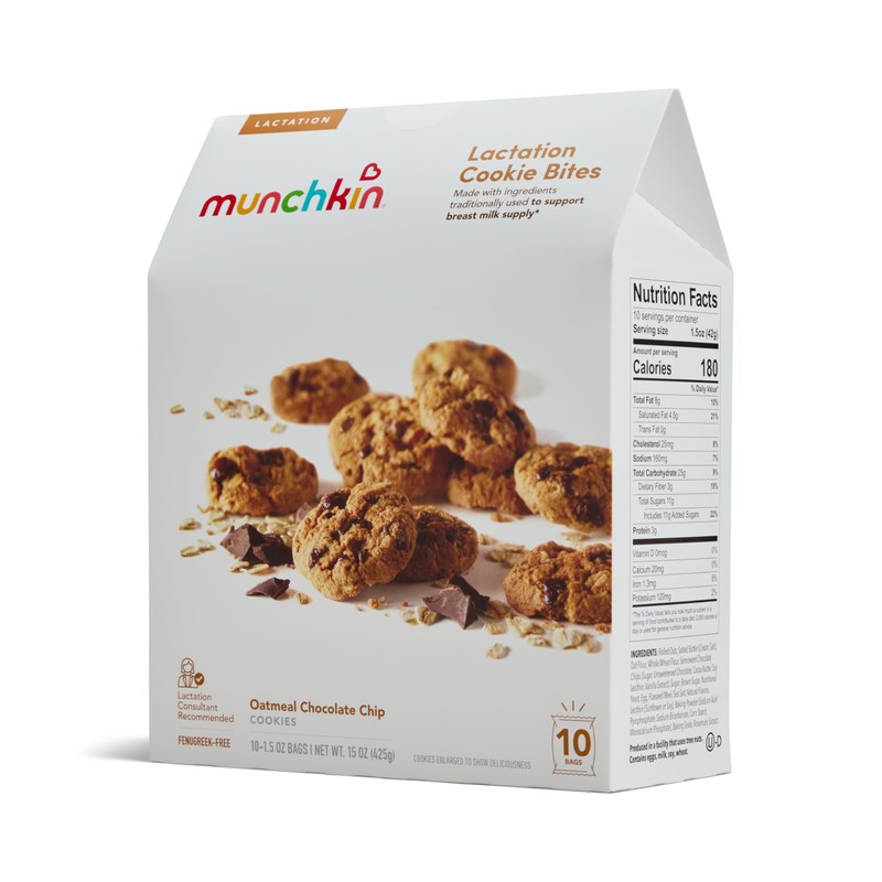 Munchkin Milkmakers Lactation Cookie Bites, Oatmeal Chocolate Chip, 10 Ct