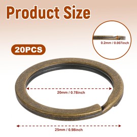 Metal Flat Key Rings Thick Round Split Dog Tag Ring Keyring Clip Loop Holder Antique Bronze Keychain Connector for Home Office Car Keys Attachment, Arts Crafts, Belt Lanyards and DIY Keychains 20
