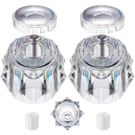 Dreyoo 2 Pack Faucet Handle Compatible with Delta Faucet RP17451, Replacement Faucet Handle with Offset Hole for Shower/Tub, 2-1/2'' x 2-1/8'' Faucet Knob, Single Knob Handle, Clear Acrylic Finish