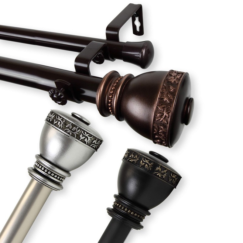 Rod Desyne 1" Delaney Double Curtain Rod, 28-48", Bronze