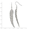 Stainless Steel Polished w/CZ Dangle Shepherd Hook Earrings