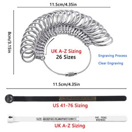 Ring Sizer UK Set, Ring Sizer Gauge UK A-Z Sizing Size Belt Gauge Measurement Finger Ring Measurement Tool UK Sizes for Women Men Jewellery Making for Women Men Jewellery Making
