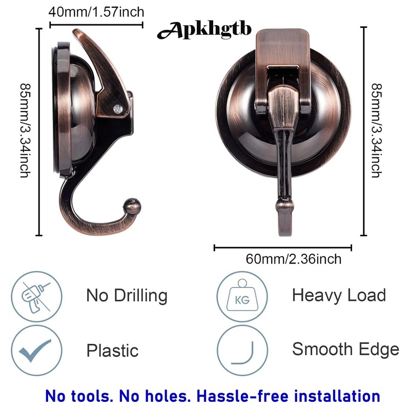 Apkhgtb Suction Cup Hooks for Shower, Bathroom, Kitchen, Glass Door,