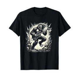 Heavy Metal Bigfoot Electric Guitar Sasquatch Music Band T-Shirt