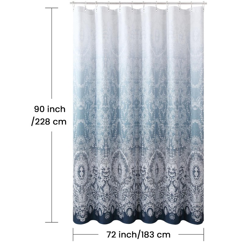 BESTRIPES 90 Inch Extra Long Shower Curtain - Chantilly Lace