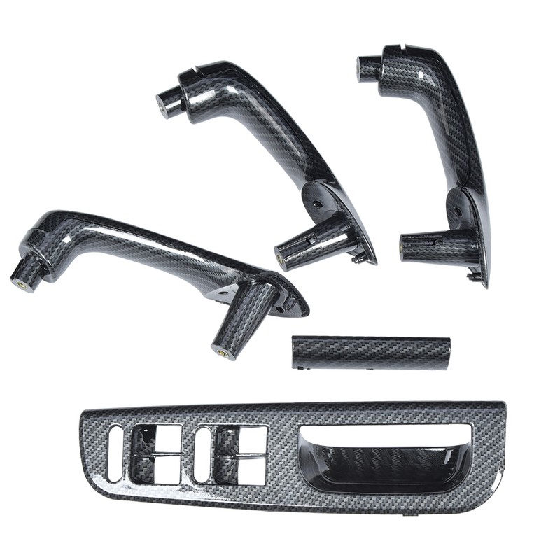 5Pcs/Set Carbon Fiber Texture Interior Door Grab Handle Cover Switch