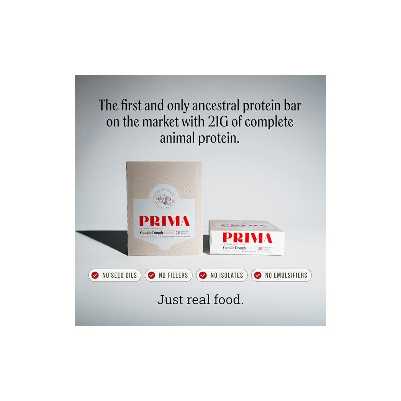 PRIMA Cookie Dough Protein Bar | 21g Grass Fed Whey