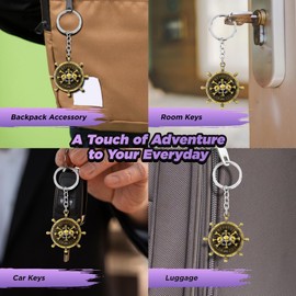 Weeb Keychains One Piece Anime Keychain with Jolly Roger Charm, One Piece Luffy Merch with Gift Box, Straw Hat Keyring & Phone Charm, Cool Key Chain Gifts For Men & Women | Spinning Blackbeard