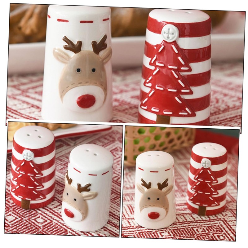 Mikinona Small Salt Pepper Shaker Set Ceramic Jar Seasoning Salt