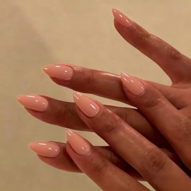 Uñas postizas cortas de almendra, naranja melocotón, stiletto corto, uñas acrílicas brillantes y puntiagudas, con pegamento, gel suave reutilizable pa