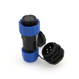 ZBLZGP SD20 Waterproof Connector IP68 Circular LED Power Cable Plug Socket Wire Electric Panel Mount Solder Connector (Female Plug and Male Socket, 4 Pin)