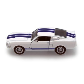 KiNSMART - 1967 Ford Shelby Mustang GT500 1:38 Scale 5" Die Cast Metal Model Toy Muscle Car (White)