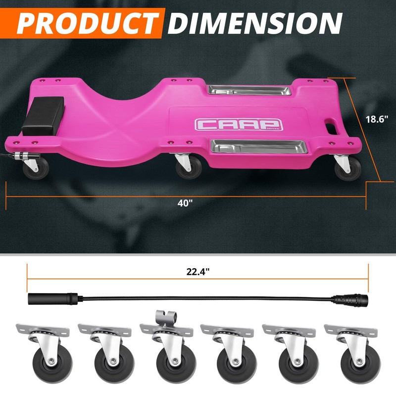 CAAP DRIVEN 40" Rolling Vehicle Repair Garage/Shop Creeper with LED