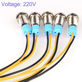 Gebildet 5pcs 8mm 230V AC LED Metal Indicator Light Waterproof Signal Lamp (Red)