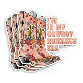 (3Pcs) Cowboy Romance Era Stickers Pink Funny Book Lover Bookish 3" Western Reader Booktok Reading Waterproof Die-Cut Vinyl Sticker for Laptop Water Bottle Phone Car Sticker Gifts 3 Inches