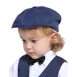mintgreen Children's Flat Cap Baby Boys Herringbone Tweed Peaked Cap Beret Newsboy Cap, blue
