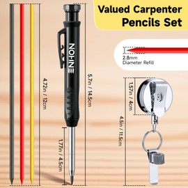 Enhon 43 Pcs Carpenter Pencils Set, Construction Pencils with Sharpener and Refills, Deep Hole Mechanical Carpenter Pencil Set with Retractable Pull Pen Pencil Holder for Architect Woodworking