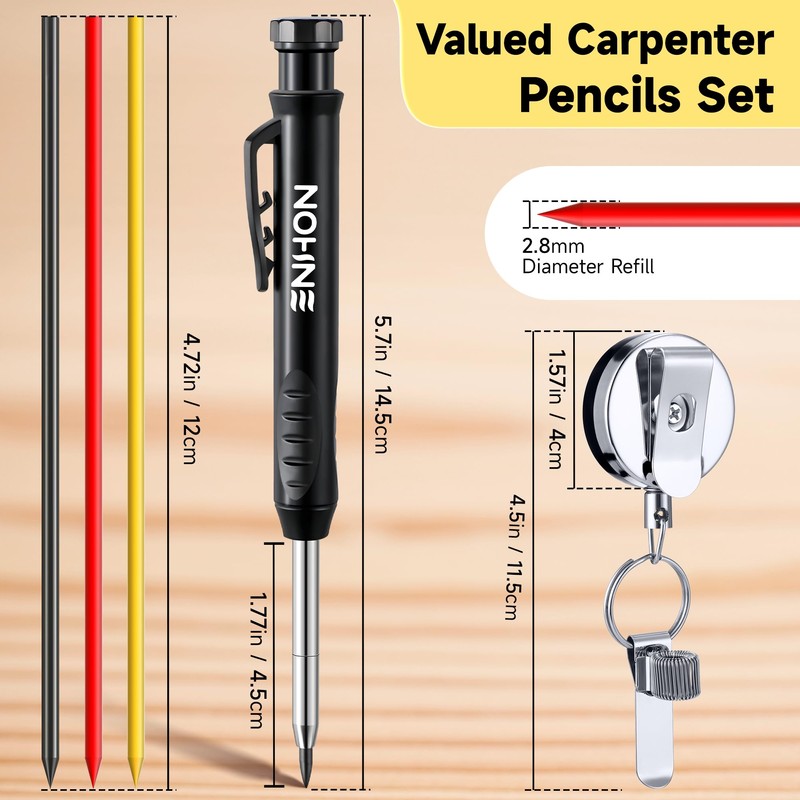 Enhon 43 Pcs Carpenter Pencils Set, Construction Pencils with Sharpener