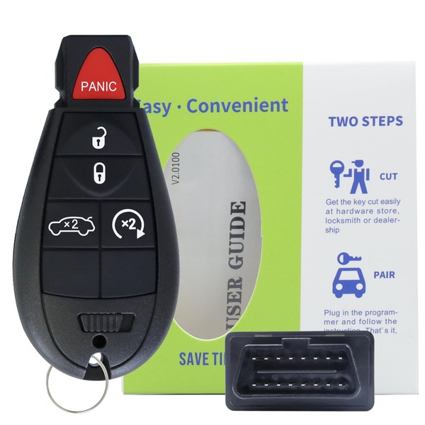 Yuksood OBD Key Programmer&Key Fob, Keyless Entry Remote Compatible with Dodge Challenger Charger Durango Magnum, Grand Cherokee, 5 Button Key fob Programming Tool(M3N5WY783X, IYZ-C01C)