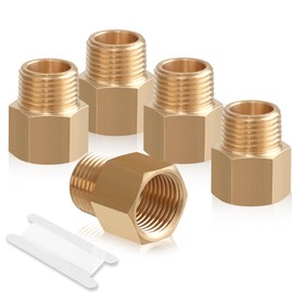 Ailbiuko 5 PCS Brass Pipe Fittings,1/2" NPT Thread Male x 1/2" NPT Thread Female Reducer Adapter Extension Fittings Brass fitting
