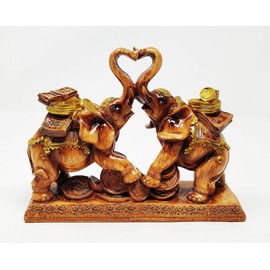 JRose Collections Trunk Up Loving Elephant Figurine Set – Decorative Feng Shui Ornament for Wealth and Prosperity – 15cm High