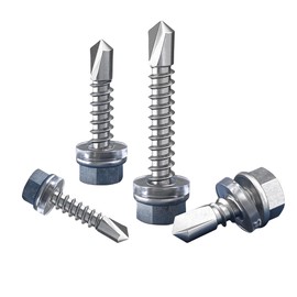 MyyYiTar 50pcs Self Tapping Screws #12 Hex Washer Head 2 1/2in Length 410 Stainless Steel Screws with Drilling Tail for Wood Plastic Metal Sheet,#12x2 1/2 in