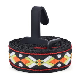 CLOUDMUSIC Ukulele Strap Clip On No Drill J Hook For Soprano Concert Tenor Baritone With Hawaiian Tribal Pattern(Vitage Pattern In Black)